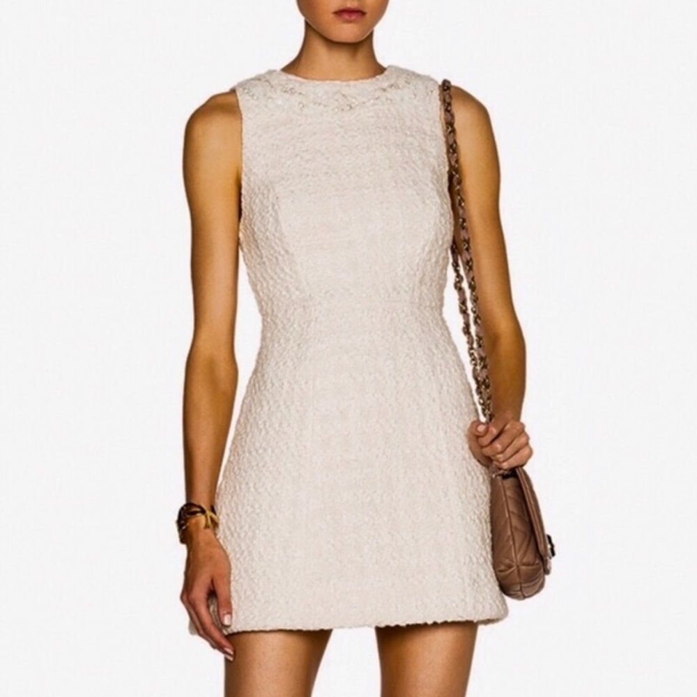 Alice + Olivia cream tweed dress